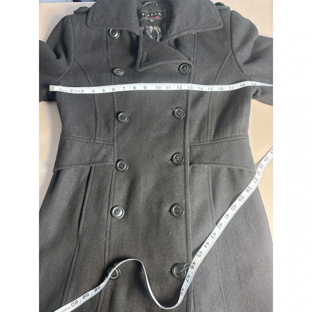Giacca Gallery Company Black Double Breasted Wool Blend Coat Women's Size Medium